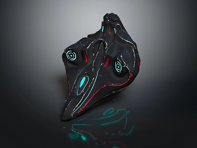 Abstract Black Sci Fi Component With Glowing Blue Red Spiral Patterns 3d model