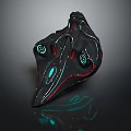 Abstract Black Sci Fi Component With Glowing Blue Red Spiral Patterns