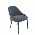 Modern Elegant Single Chair With Blue Velvet Upholstery Colorful Pattern Armrest And Black Wooden Legs