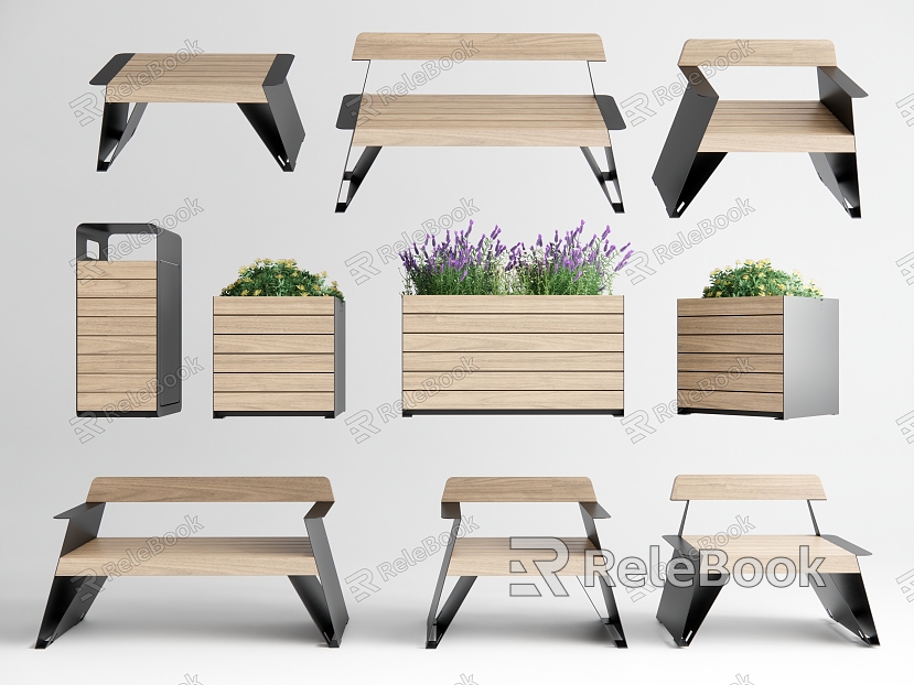 Modern Flower Box Outdoor Seat Flower Box Combination model