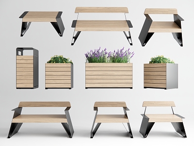 Modern Flower Box Outdoor Seat Flower Box Combination 3d model