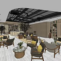 Modern Sales Office Interior Design With Comfortable Sofas Tables Chairs And Green Plants