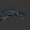 Fierce Blue Black Game Movie Monster Character With Braided Mane Sharp Claws And Glowing Parts