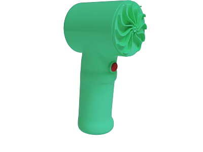 Green Handheld Portable Fan With Red Button Ergonomic Handle And Blades 3d model