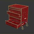 Sturdy Red Vintage Tool Cabinet With Multiple Drawers And Rolling Wheels