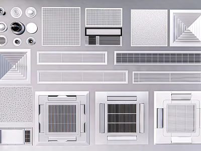 Various Modern Air Conditioner Vents With Different Grille Designs And Styles 3d model