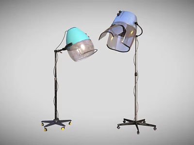 Daily Electrical Appliances Professional Standing Hair Dryers With Rolling Wheels And Colored Hoods 3d model