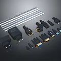 Assorted Electronic Accessories With Power Adapters Plugs USB And HDMI Cables