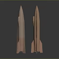 Three Shiny Golden Rocket Models With White Bases On Dark Background
