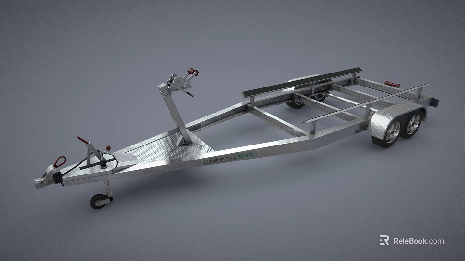 Aluminum Boat Trailer With Heavy Duty Wheels And Winch For Watercraft Transportation 3d model 