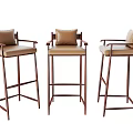 Stylish Modern Bar Stools With Brown Metal Frames And Comfortable Cushioned Seats 3d model