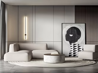 Modern Sofa Coffee Table Combination Decorative Painting Corner Sofa 3d model