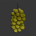 Yellow Grapes with Water Drops and Red Stem on Gray Gradient Background