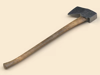 Classic Axe With Wooden Handle And Metal Head 3d model