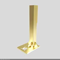 Golden Metal Support Column With Square Base And Mounting Holes 3d model