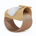 Wooden Building Blocks Designed Into Curved Shape With Metal Rings And White Fur Pad