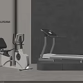 Stylish POLIFORM Modern Home Gym Interior With Exercise Bike And Treadmill