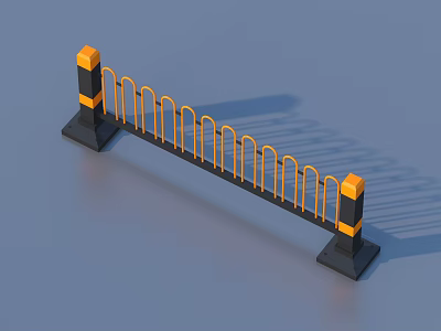 Practical Household Guardrail With Yellow Curved Rails And Black Base Design 3d model