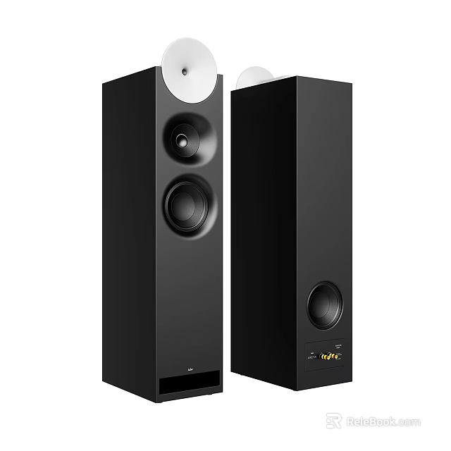 Black Floor Standing Audio Speakers With Multiple Drivers For Home Sound System 3d model