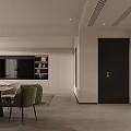 Modern Living and Dining Room Interior With Neutral Sofa Dining Table And TV Unit
