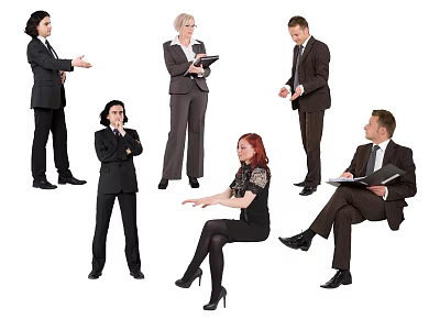 Group Of Business People Interacting In Professional Attire 3d model