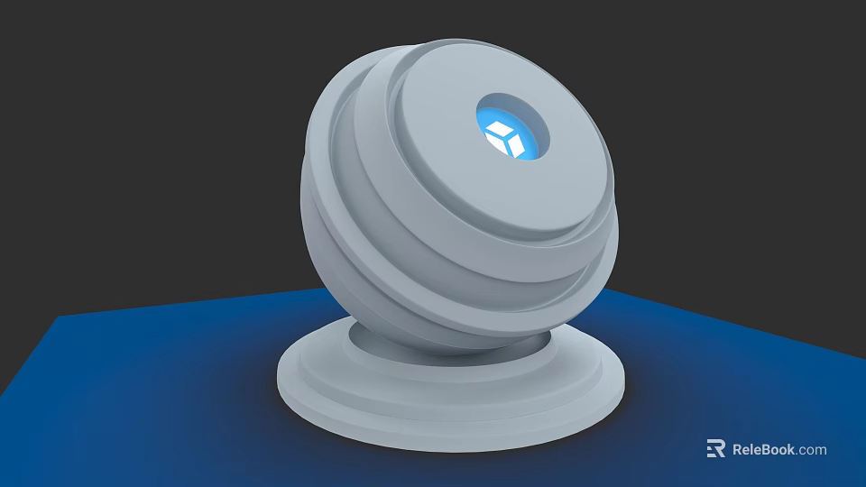 Smart Security Camera With Round Gray Body And Blue Indicator Light 3d model 