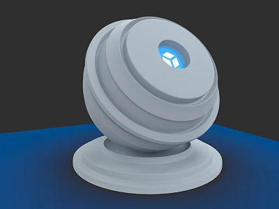 Smart Security Camera With Round Gray Body And Blue Indicator Light 3d model