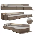 Modern Modular Sectional Sofa With Soft Beige Fabric And Comfortable Cushions 3d model