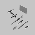 Various Types of Metal Weapons Featuring Barrels Handles and Unique Structural Designs