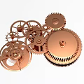 Industrial Equipment With Golden Interconnected Gears And Mechanical Components