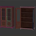 Wooden Storage Cabinet Shelf with Double Glass Doors and Open Door Showing Internal Shelves