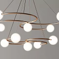 Modern Chandelier Design With Multiple Round Bulbs And Metallic Circular Frames 3d model