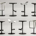 Modern Bar Stools For Home Decor Various Black White Designs Round Base And High Back 3d model