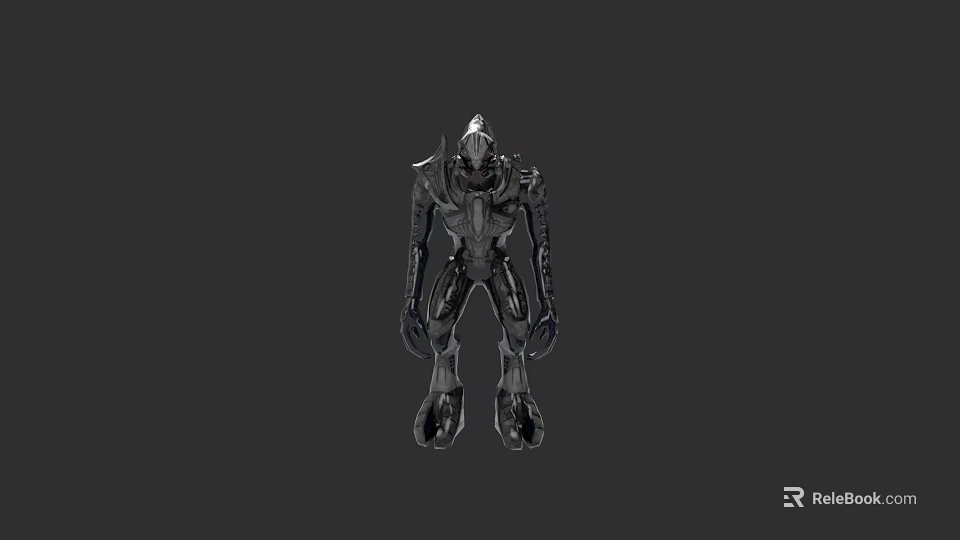 Futuristic Mechanical Game Movie Character With Black Armor And Robotic Design 3d model 