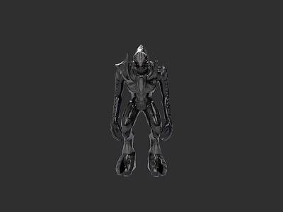 Futuristic Mechanical Game Movie Character With Black Armor And Robotic Design 3d model