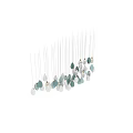 Modern Artistic Chandelier With Multiple Teardrop Shaped Blue And White Pendants Hanging