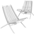 Modern Comfortable Leisure Chair With Brown Padded Cushion And Gray Crossed Frame Design