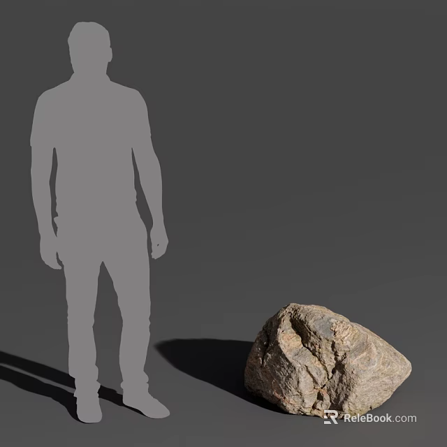 Natural Stone Material with Raw Rock and Human Figure for Size Reference 3d model