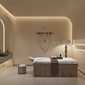 Modern SPA Sauna Room With Massage Bed White Bathrobe Soft Lighting And Macramé Decor