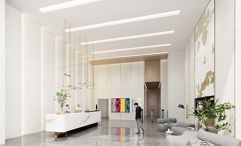 Modern Hall Hotel Lobby 3d model