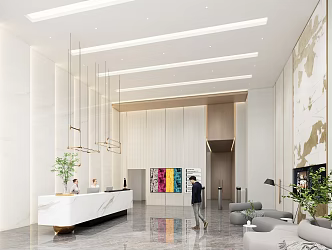 Modern Hall Hotel Lobby 3d model