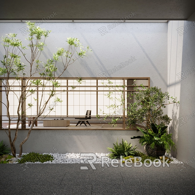 New Chinese style courtyard landscape dry landscape courtyard sketch indoor landscape landscape plant pile gravel model