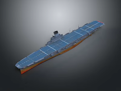 3D Cosmic Space Carrier Model Display with Blue Deck and Orange Base in Dark Background 3d model