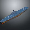 3D Cosmic Space Carrier Model Display with Blue Deck and Orange Base in Dark Background