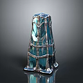 Modern Architectural Scene Component With Tower Like Blue Transparent Structure And Metal Framework