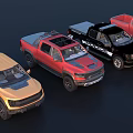 Multiple Stylish Pickup Trucks In Various Colors And Designs On