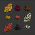 Natural Wood and Stone Decorative Pieces with Various Colors and Textures