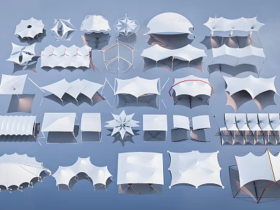 Various Types of Tensile Membrane Structures and Designs for Architecture 3d model
