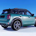 Stylish Light Blue Compact SUV With Black Roof Red Accent And Alloy Wheels