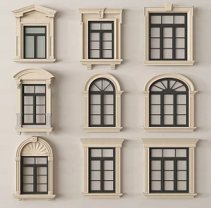 Jane European window combination arch window casement window floor-to-ceiling window 3d model
